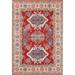 Traditional Kazak Hand Knotted Wool Carpet Pakistani Oriental Area Rug - 9'9" x 6'6"