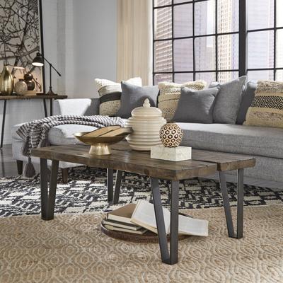 Magnussen Home Dartmouth Sawmill and Galvanized Steel Rectangular Cocktail Table - 48''W x 28''D x 18''H