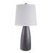 Vase Shape Resin Table Lamp with Fabric Shade, Set of 2, Gray and White