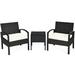 3 Piece Patio Furniture Set Rattan Chair with Coffee Table