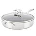 Circulon Clad Stainless Steel Sauté Pan with Lid and Hybrid SteelShield and Nonstick Technology, 5-Quart, Silver