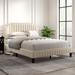 Merax Velvet Curved Upholstered Platform Bed with Nailhead Trim