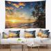 Designart 'Paradise Tropical Island Beach with Palms' Seascape Wall Tapestry