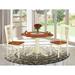 East West Furniture 3 Piece Dining Furniture Set- a Round Dining Table and 2 Kitchen Chairs, Buttermilk & Cherry (Seat Options)