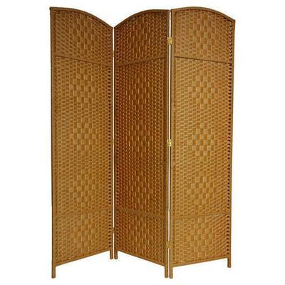 Handmade Wood and Fiber Diamond Weave 6-foot Room Divider