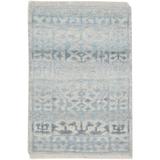 One of a Kind Hand-Knotted Modern & Contemporary 2' x 3' Trellis Wool Blue Rug - 2'0"x3'0"