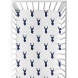 Sweet Jojo Designs Fitted Crib Sheet for the Navy and White Woodland Deer Collection