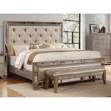 Best Master Furniture Ava Glam Mirrored Faux Silk Bed