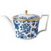 Wedgwood Hibiscus Oriental Blue Hues Fine Bone China Teapot