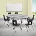 Mobile 86" Oval Wave Flexible Activity Table Set with 18" Student Stack Chairs