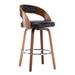 Mid-Century Faux Leather Wood Swivel Counter Stool