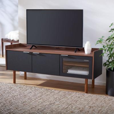 SAFAVIEH Safiya Walnut 55-inch Storage Media TV Stand - 55.1" W x 15.7" L x 22.7" H