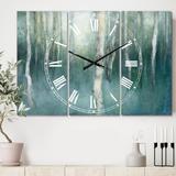 Designart 'Green Forest Dream' Cottage 3 Panels Large Wall CLock - 36 in. wide x 28 in. high - 3 panels