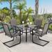 5-Pieces Patio Dining Set, Including 1 Steel Frame Table with Umbrella Hole and 4 C spring Patio Chair