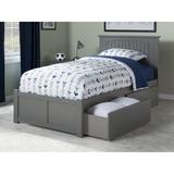 AFI Nantucket Twin Size Platform Bed with Footboard and Storage Drawers in Grey