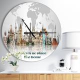 Designart 'There is no place like home World Tour' Oversized Quote Wall CLock