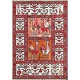 Silk Vegetable Dye Animal Pictorial Sumak Persian Area Rug Flat-weave - 3'1" x 4'1"