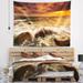 Designart 'Rushing Ocean Waves into Rocks' Seascape Wall Tapestry