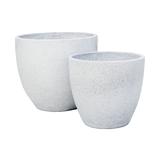 Xbrand Modern Nested Grey Round Flower Pot Planter, Set of 2 Different Sizes, 14 Inch & 12 Inch Tall
