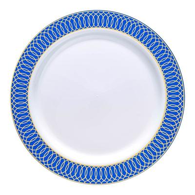 White with Spiral Rim Disposable Plastic Plate Packs - Party Supplies