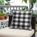 Black Plaid Indoor/Outdoor Square Pillow with Fringe