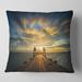 Designart 'Wooden Bridge under Dramatic Sky' Pier Seascape Throw Pillow