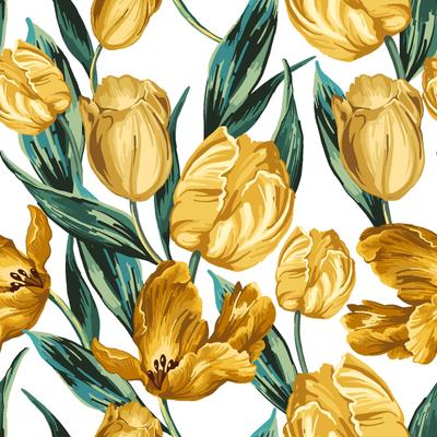 Spring Yellow Tulips Removable Wallpaper - 24'' inch x 10'ft