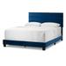 Aris Navy Blue Velvet Bed with Line Stitching Tufting