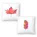 Pink Watercolor Feather and Red Maple Leaf Watercolor - Set of 2 Decorative Pillows