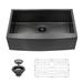 Lordear 33x22 Gunmetal Black Matte Stainless Steel Kitchen Sink Apron Front Deep Single Bowl 16 gauge Round Corner Farm Sink