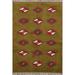 Geometric Gabbeh Shiraz Persian Area Rug Hand-Knotted Green Carpet - 3'5" x 4'10"