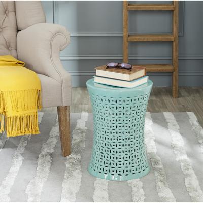 SAFAVIEH Camilla Aqua Ceramic Decorative Garden Stool