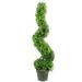 3-foot Faux Boxwood Leaves Spiral Topiary Plant Tree in Plastic Pot - GTR4633-NATURAL