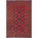 ECARPETGALLERY Hand-knotted Finest Rizbaft Burgundy, Navy Wool Rug - 6'7" x 10'1"