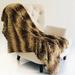 Plutus Beige and Brown Chinchilla Faux Fur Luxury Blanket