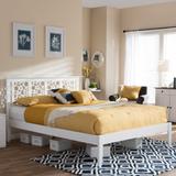 Baxton Studio Celine Modern and Contemporary Geometric Pattern White Solid Wood Platform Bed