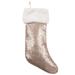 Glittery Sequin With Sherpa Cuff Holiday Stocking