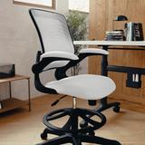 Mid-Back Mesh Ergonomic Drafting Chair with Foot Ring and Flip-Up Arms