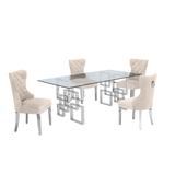 Best Quality Furniture 5-Piece Dining Set with Chrome-Legged, Tufted, Nailhead Trim Chairs