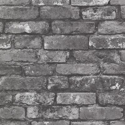 Brickwork Slate Exposed Brick Wallpaper - 20.5in x 396in x 0.025in