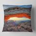 Designart 'Sunrise at Mesa Arch in Canyon lands' Flower Throw Pillow