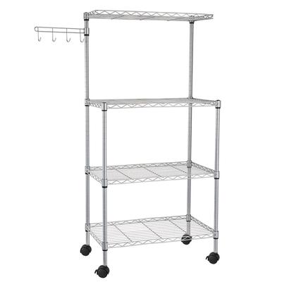 4 Layer Adjustable Kitchen Bakers Rack Microwave Oven Stand Storage Cart, Silver Powder