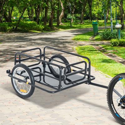 Aosom Bike Cargo Trailer for Hefty Loads with Foldable Compact Design, Bike Wagon Bike Trailer