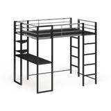 Boor Modern Black Metal Loft Bed with Workstation by Furniture of America