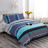 3 Piece Stripe Boho Duvet Cover Set with Zipper Ties