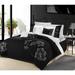 Black Floral 8-piece Embroidered Comforter Set