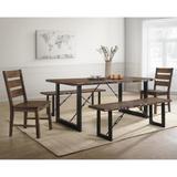 Mass Rustic Walnut Solid Wood 5-Piece Dining Set by Furniture of America