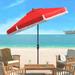 SAFAVIEH Milan Fringe 9 Ft Crank Red/ White Outdoor Umbrella