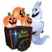 Joiedomi 6 ft. Tall Black, White & Orange Plastic Halloween Ghost Pushing Pumpkin Cart Inflatable - 7"W x 4"L x 9"H