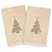 Authentic Hotel and Spa Turkish Cotton Christmas Tree Beige Set of 2 Hand Towels